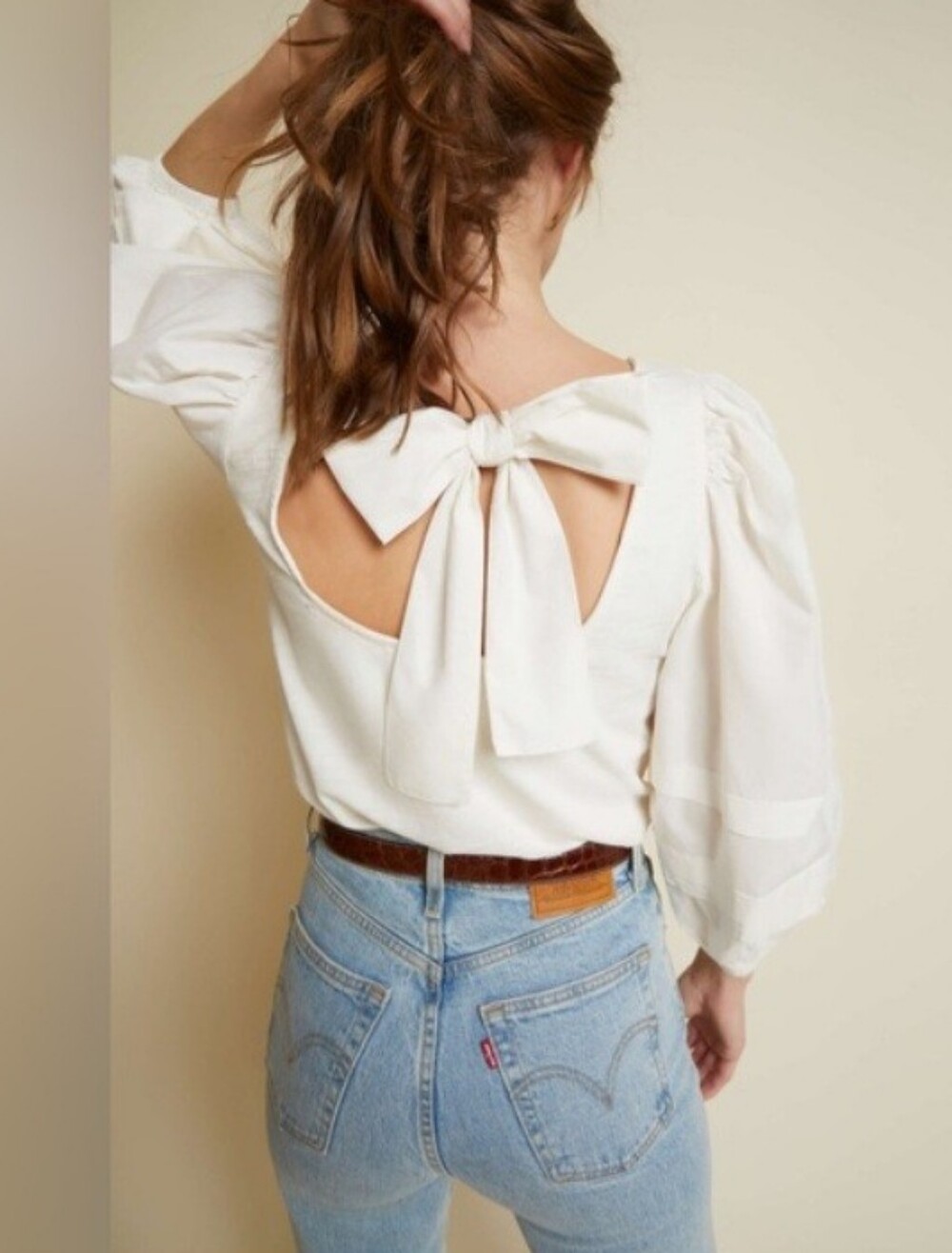 Nation LTD Evereve Gracie Tie Back Blouse Top Size Medium NEW NWT Ivory White